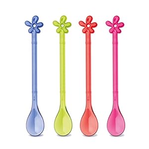 koziol Lepelset Happy Spoon A-Pril XL, kunststof, transparant blauw/olijf/roze/rood, 1,2 x 3 x 19,6 cm
