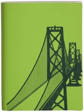 Paperthinks Mint San Francisco-Oakland Bay Bridge Large Slim Recycled Leather Notebook, 4.5 x 6.5-inches