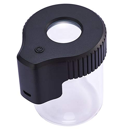 Honeypuff Magnifying Jar with Light, LightUp LED Transparent Glass Air