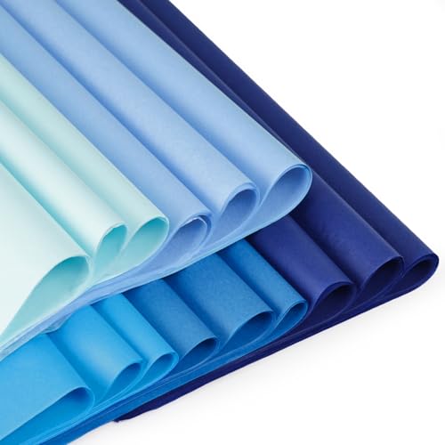 Shindel 200 Sheets Blue Tissue Paper Bulk, 20x28 Inch Blue Wrapping Paper for Gift Bags DIY Crafts Party Decorations Flower Bouquets