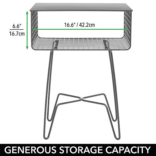 mDesign Modern Farmhouse Side/End Table Solid Metal Design Open