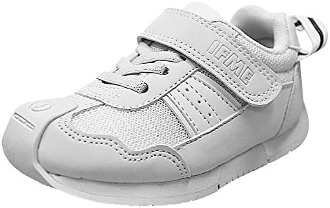 IFME Kid's Racer Velcro Lace Up Casual Sneakers (8 M US Toddler, White/White)