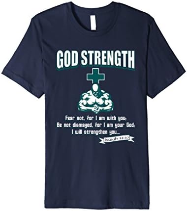 Mens God Strength - Christian Workout Tshirt Large Navy