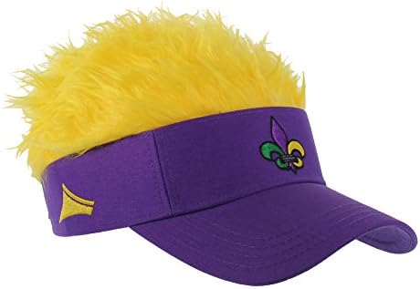 Flair Hair Mens Mardi Gras Flair Hair Visor One Size Fits Most Purple, Yellow