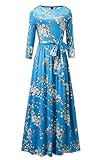 Abetteric Women's Vintage Floral Plus-size Midi Sleeve Maxi Dress Green 2XL