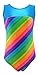 MadSportsStuff Girls Gymnastics Leotard - Tank with Keyhole (Rainbow Sparkle, Youth 8-10)