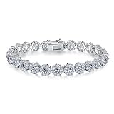 Bamoer Luxury White Gold Plated Bracelet for Women with Sparkling Clear Cubic Zirconia inlaid