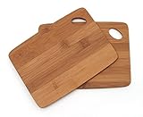 Lipper International 849 Bamboo Wood Thin Kitchen Cutting Boards with Oval Hole in Corner, Set of 2 Boards, 6" x 8"