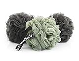 Luxury Bath Sponge Shower Pouf Large (70g) with Activated Charcoal 3 Pack