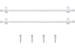 JINCHAN French Door Curtain Rods 2 Pcs No Drill White Cafe Curtain Rod for Tier Curtains Multi Use Sash Telescope Adjustable 