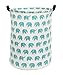 HIYAGON Canvas Storage Basket,Large Laundry Hamper with Handles-Collapsible Storage Bin for Kids Room,Nersury Hamper,Toy Storage 19.7×15.7(Blue Elephant)