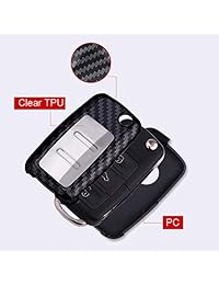 Royalfox - Funda para llave de coche con 3 botones de fibra de carbono y textura para Audi Benz VW