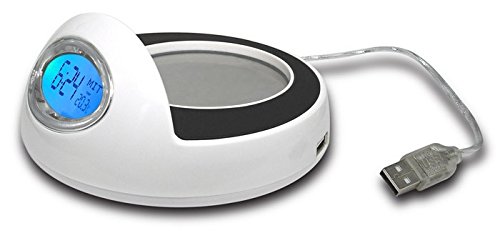 UniFire LCD Multifunction USB Electric Cup Warmer Mug Coffee Tea Cup Warmer Heater /Vacuum Cup Pad/Electric Heating Coasters/USB Cup Warmer with 4 port USB Hub + USB Power Supply & Time (Black)