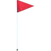 JLP 6-ft Tall 1/4 In Pole 15x12 In Flag Go-Kart Off-Road Out Door Sports 4X4 ATV Glamis Sand Dunes Whip PWC UTV Motorcycle Wind Resistant Nylon Triangle Fluorescent Red