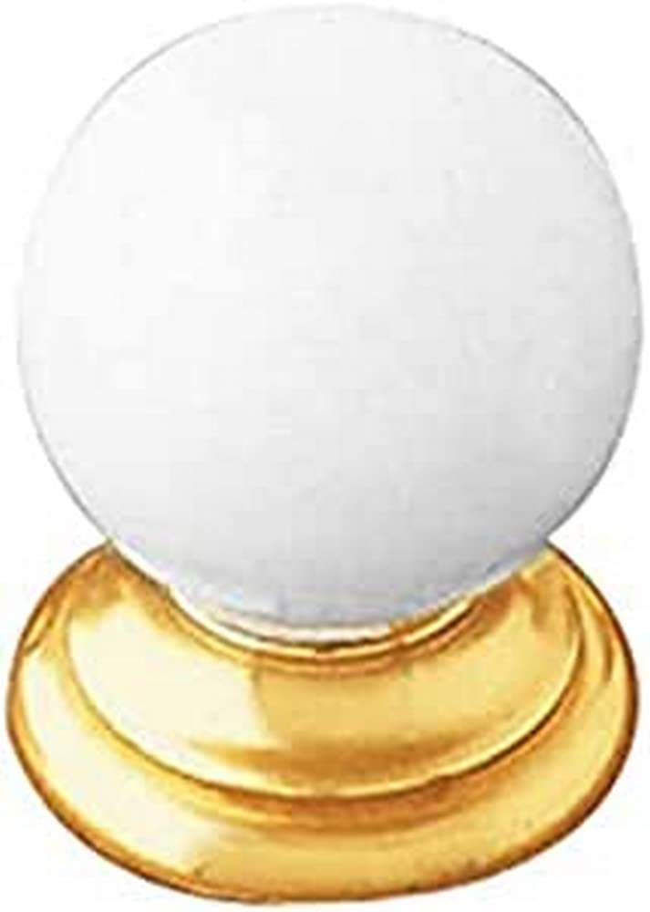 Amig - Zamak Furniture Knob Mod.64 White Ball and Gold Base | Ideal for Drawers and Doors of All Types of Furniture and Cabinets | Dimensions: Ø25 mm | Includes Screw