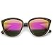 zeroUV High Fashion Metal Outer Frame Color Mirror Lens Oversized Cat Eye Sunglasses 55mm (Tortoise-Gold/Pink Mirror)