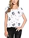 Qearal Women's Chiffon Print Short Cuffed Sleeve T Shirt Blouses Tops
