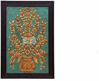 Indian handpainted relief work of earthern pot with flowes
