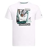 Mercedes Benz AMG Petronas Formula 1 Lewis Hamilton 2018 Championship T-Shirt (Medium), White