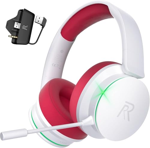 Wireless Gaming Headset für Xbox Series X|S, Xbox One, PS5, Weiß Rot
