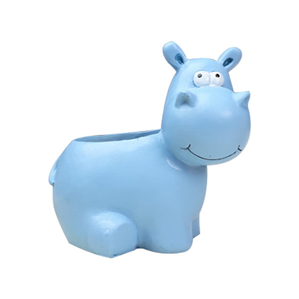HEALLILY Animal Succulent Planter Pot Ceramic Hippo Giraffe Succulent Planter Flower Pots Plant Bonsai Holder Animal Flower Container Desktop Flower Vase Pen Holder Table Art Statue, 12x11.8 cm