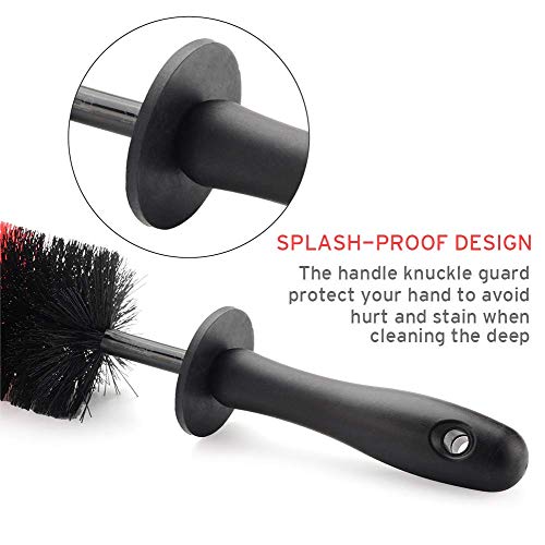 Fitosy Car Wheel Brush Set, Soft Bristle Long Wheel Rim Brush and 5 Different Sizes Detailing Brush Set Easy Reach Rim Tire Auto Detail Brush Car Washing Brush for Wheels Rims, Air Vents, Interior - Thumbnail 2