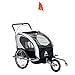 Aosom Elite Three-Wheel Bike Trailer for Kids Bicycle Cart for Two Children with 2 Security Harnesses & Storage, White