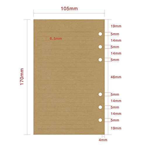 A6 Journal Refills Kraft Inserts - 5 x 7 Binder Filler Papers, 120 Sheets / 240 Writing Pages, Lined