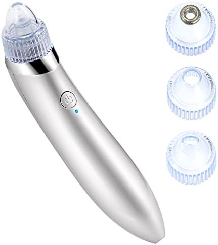Pretid Blackhead Remover, USB Rechargeable Blackhead Comedo Vacuum Suction Acne Extractor, Skin Pore Cleanser Microdermabrasion Machine With 4 Replaceable Suction Heads (White)