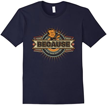 Mens Vintage Style Cartoon T-Shirt - Because I said so XL Navy