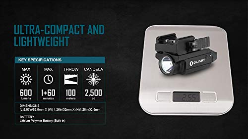 EdisonBright Olight PLMINI 2 (PL Mini 2) 600 Lumen Magnetic USB Rechargeable Modular Adjustable Mount Pistol Light Charging Cable Carry case (Desert Tan)