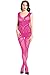 Amoretu Womens Sexy Lingerie Hollow Out Crotchless Fishnet Bodystocking, Rose, One Size