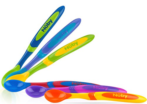 Nuby 6 Piece Long Handle Weaning Spoons, Assorted