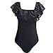 Hallegave Women Sexy Ruffle Off-The-Shoulder One-Piece Swimsuit Hollow Out Bikini (Large, Black1)