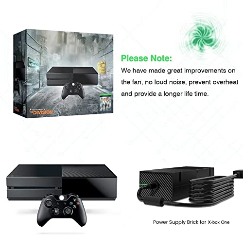 Xbox One Power Supply Brick, [Advanced QUIET VERSION] AC Adapter Power Supply Charger Cord Replacement for Xbox One 100-240V, Black
