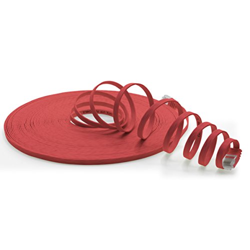 1aTTack.de 10m - CAT6 flat network patch cable (red - 1 piece) 1000 Mbit/s Gigabit LAN flat cable CAT.6 Slim Micro installation cable