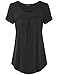 Vinmatto Women's Scoop Neck Pleated Blouse Top Tunic Shirt (XL, Solid Black)