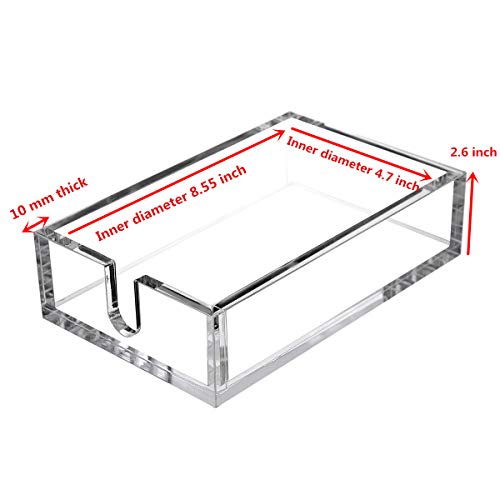 CY craft Acrylic Guest Towel Napkin Holder,Clear Bathroom Paper Hand Towels Storage Tray Modern Buffet Napkin Caddy,Fancy Flat Napkin Holders For Kitchen or Dining Room,9 x 5x 2.5 Inch,Pack of 1