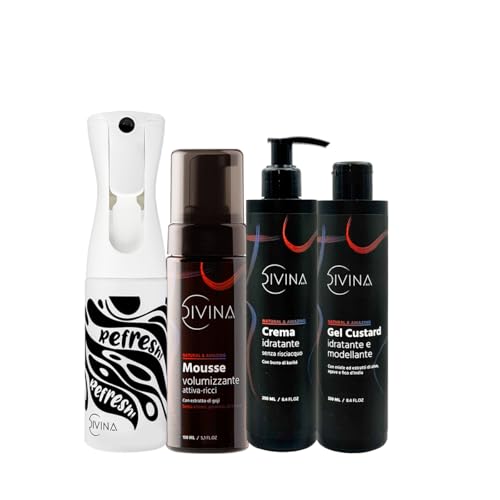 DIVINA BLK Natural&Amazing Definition & Refresh Kit for Wavy Curly Super Curly Afro Hair by DIVINA BLK - 4 Products Included, Full Treatment