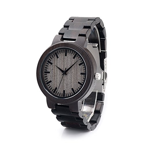 BOBO BIRD Mens Bamboo Wood Watch Gray Wood Dial Men Size Luxury Brand Gift Pakcage