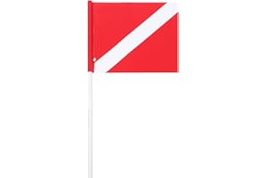 FUOYLOO Diving Flag for Scuba - 13x12" Underwater Dive Flag - Fade Resistant - White & Red Vivid Color - Warning Safety Banne