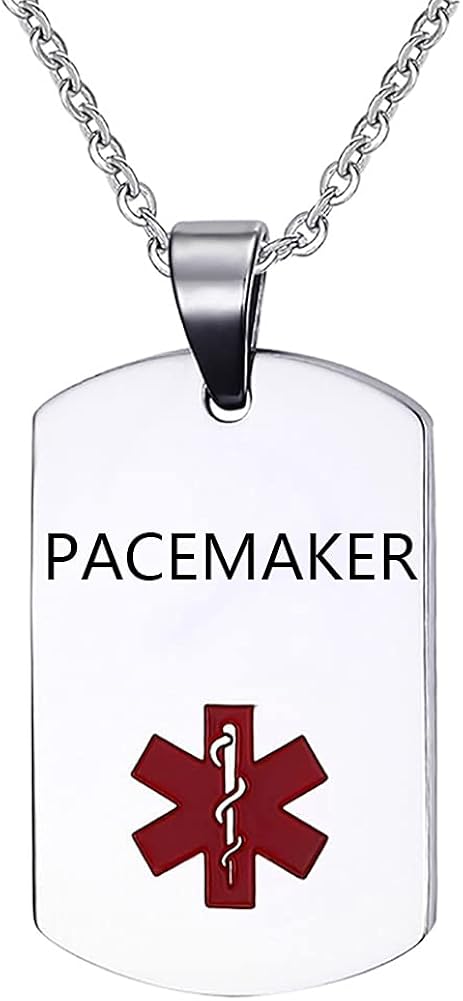 MZC Jewelry PACEMAKER Medical Alert ID Tag Necklace for Men Women