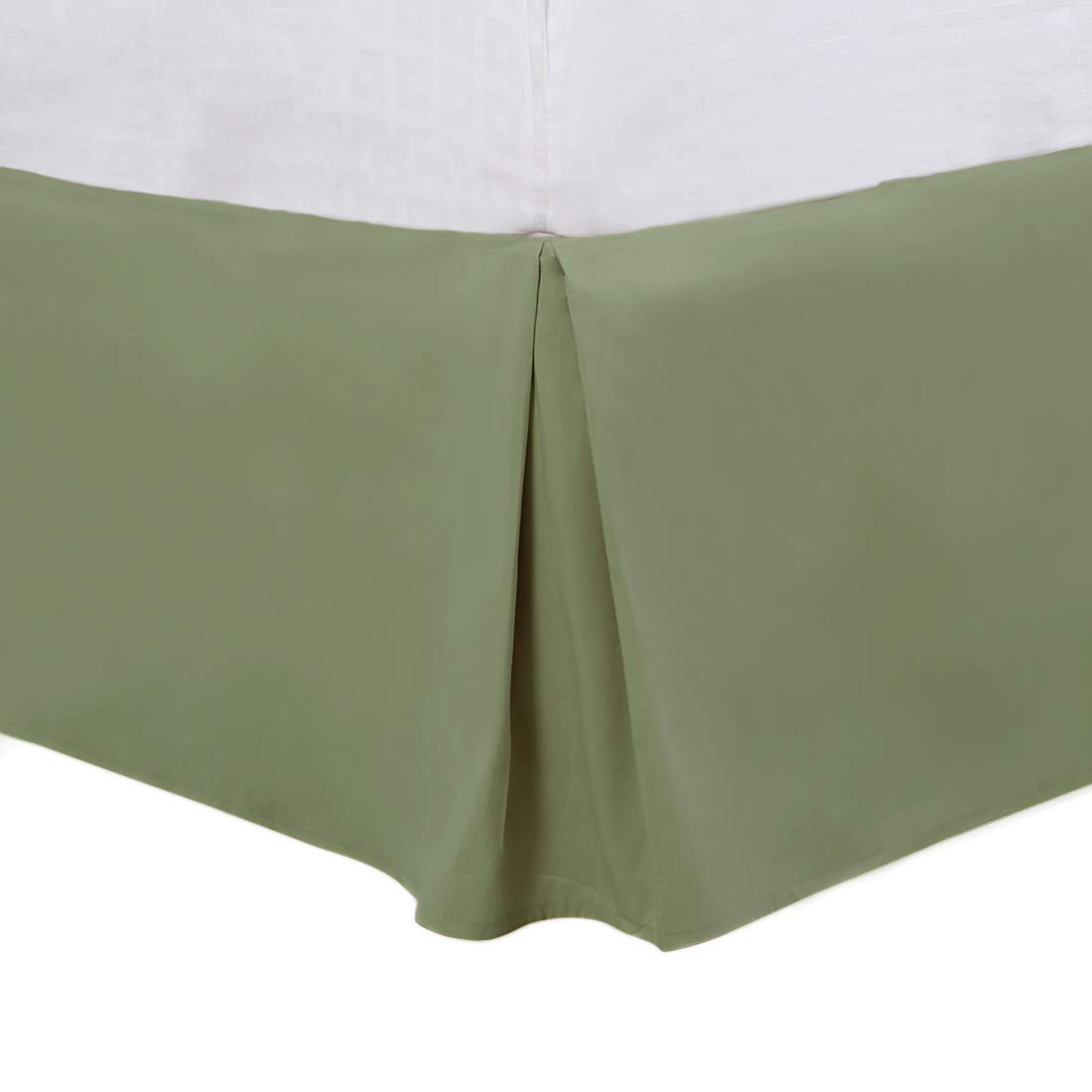 PiccoCasa King Size Pleated Bed Skirt, Bed Frame and Box Spring Cover - 16 Inch Tailored Drop Dust Ruffle Bedskirt, Wrinkle Free and Fade Resistance, Easy to Stall - Olive Green — image 1