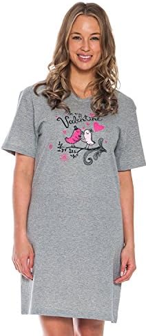 Cozy Loungewear Sleepwear Women's Printed Cotton Short Sleeve Summer Nightgown