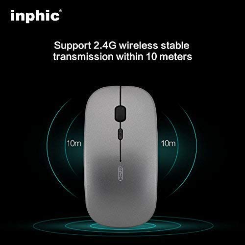 Rechargeable Wireless Mouse Mini Cordless Mice With USB Nano,Silent Click, Ultra Light & Slim for Dell/Apple/HP/Thinkpad PC Computer,Laptop,Macbook (Gray)