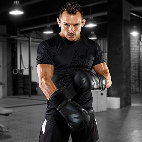 image for RDX Boxing Gloves for Training Muay Thai | Matte Black Convex Skin Lea