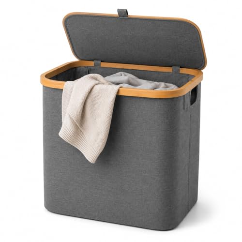 Cesto de Roupa Suja Dobrável com Tampa, Organizador para Lavanderia, Banheiro e Quarto