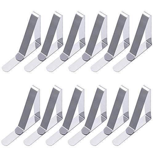 image for Campout Picnic Table Clips for Tablecloth, Stainless Steel (12 Pack) O