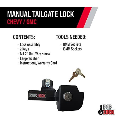 Pop & Lock Manual Tailgate Lock for Chevy Silverado and GMC Sierra