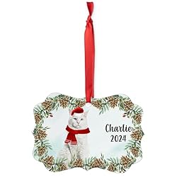 White Maine Coon Cat Christmas Ornament 2024